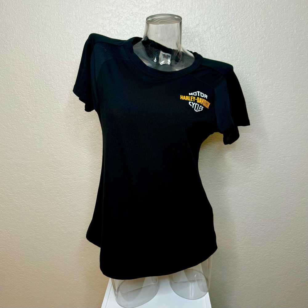 Harley Davidson Black T-shirt with Mesh Trim Size Large